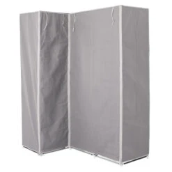 Armoire D'angle 1 Penderie / 10 étagères Gris Atmosphera -Accueil Décoration Boutique armoire d angle 1 penderie 10 etageres gris atmosphera 3