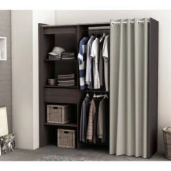 Demeyere Armoire/Placard Extensible SEATTLE Avec Rideau Chêne Vulcano -Accueil Décoration Boutique armoire placard extensible seattle avec rideau chene vulcano 3