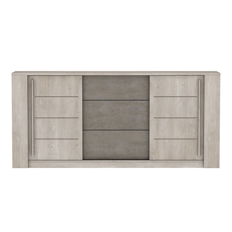 Demeyere Bahut 3 Tiroirs + 2 Portes CANNES Chêne Champagne/béton Clair 5 Demeyere Bahut 3 Tiroirs + 2 Portes CANNES Chêne Champagne/béton Clair – Image 3