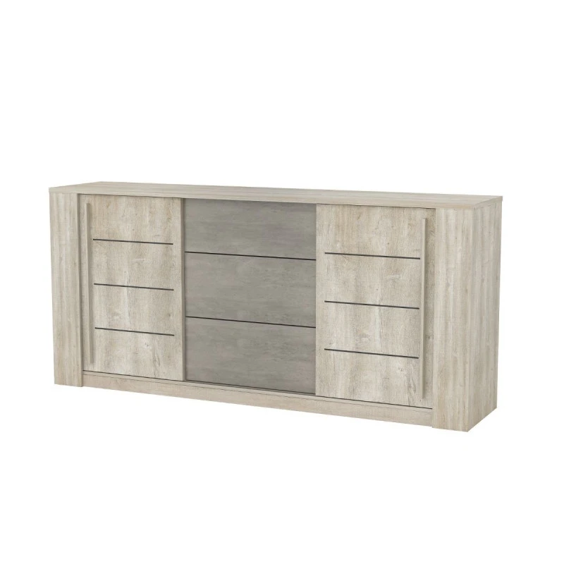 Demeyere Bahut 3 Tiroirs + 2 Portes CANNES Chêne Champagne/béton Clair 3 Demeyere Bahut 3 Tiroirs + 2 Portes CANNES Chêne Champagne/béton Clair