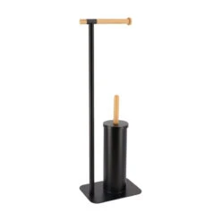 Accueil Décoration Boutique 31 Brosse + Dérouleur WC Métal Noir Et Bambou
