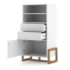 Buffet Haut 2 Tiroirs 1 Porte Oslo Blanc -Accueil Décoration Boutique buffet haut 2 tiroirs 1 porte oslo blanc 2