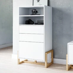 Buffet Haut 2 Tiroirs 1 Porte Oslo Blanc -Accueil Décoration Boutique buffet haut 2 tiroirs 1 porte oslo blanc 4