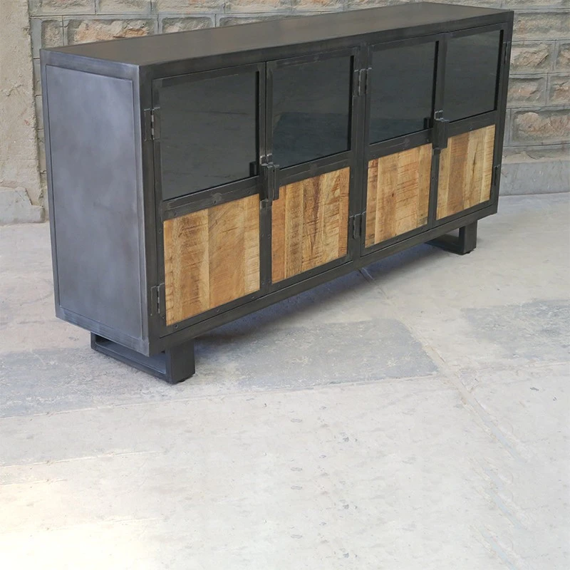 Buffet Métal Et Bois Jodhpur 4 Portes 4 Buffet Métal Et Bois Jodhpur 4 Portes – Image 2