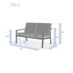Canapé 2 Places Pavane Graphite Hespéride -Accueil Décoration Boutique canape 2 places pavane graphite hesperide 3