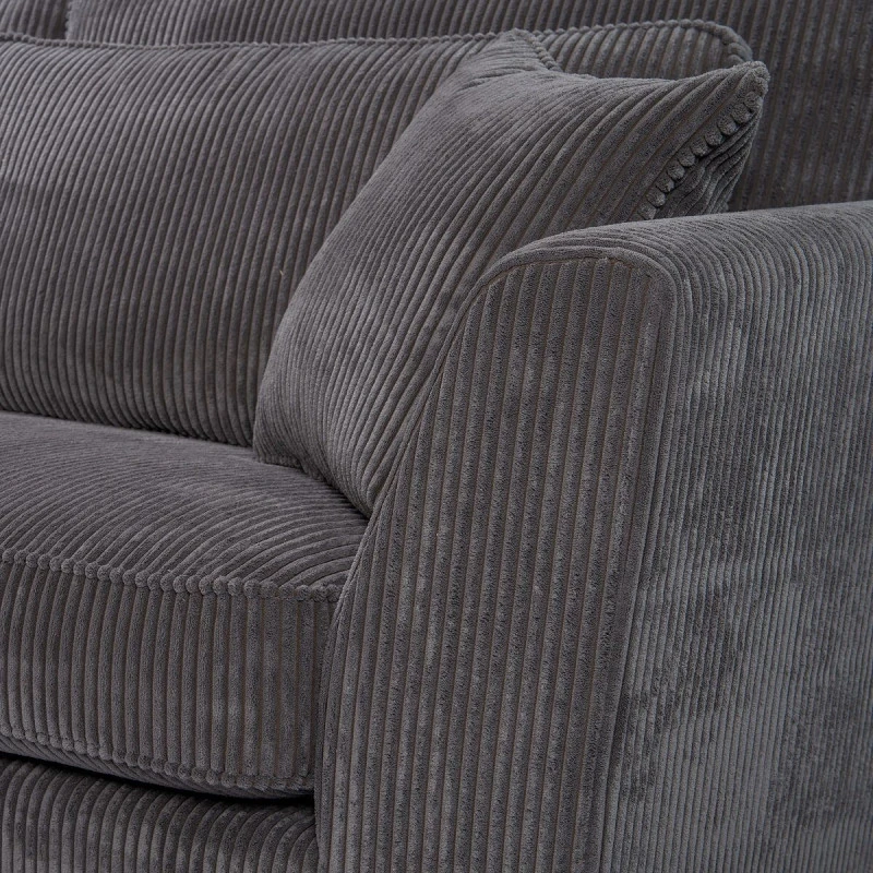 Canapé Angle Droit Isla Velours Côtelé Gris 5 Canapé Angle Droit Isla Velours Côtelé Gris – Image 3