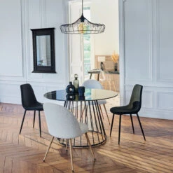 Chaise Tissu Et Métal Tyka Noir Atmosphera -Accueil Décoration Boutique chaise tissu et metal tyka noir atmosphera 1