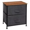 Chevet 2 Tiroirs Tissus Gris Foncé 5Five -Accueil Décoration Boutique chevet 2 tiroirs tissus gris fonce 5five