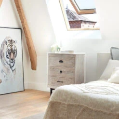 Chevet 3 Tiroirs Bois Blanchi Ajay Atmosphera -Accueil Décoration Boutique chevet 3 tiroirs bois blanchi ajay atmosphera 3