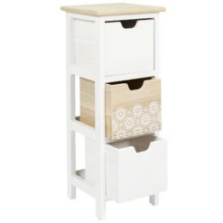 Chiffonnier 3 Tiroirs Chic Naturel Et Blanc -Accueil Décoration Boutique chiffonnier 3 tiroirs chic naturel et blanc 4