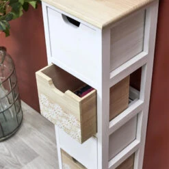 Chiffonnier 4 Tiroirs Chic Naturel Et Blanc -Accueil Décoration Boutique chiffonnier 4 tiroirs chic naturel et blanc 1 2