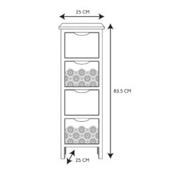 Chiffonnier 4 Tiroirs Chic Naturel Et Blanc -Accueil Décoration Boutique chiffonnier 4 tiroirs chic naturel et blanc 1 3