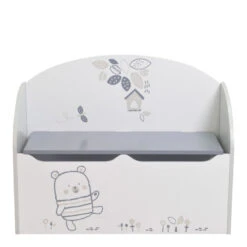 Demeyere Coffre à Jouets Bear Gris Et Blanc -Accueil Décoration Boutique coffre a jouets blanc gris nounours 3