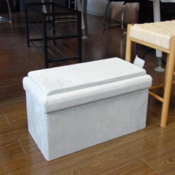 Coffre Blanc Pliable Gris Compatible Briques -Accueil Décoration Boutique coffre blanc pliable gris compatible briques 1 6