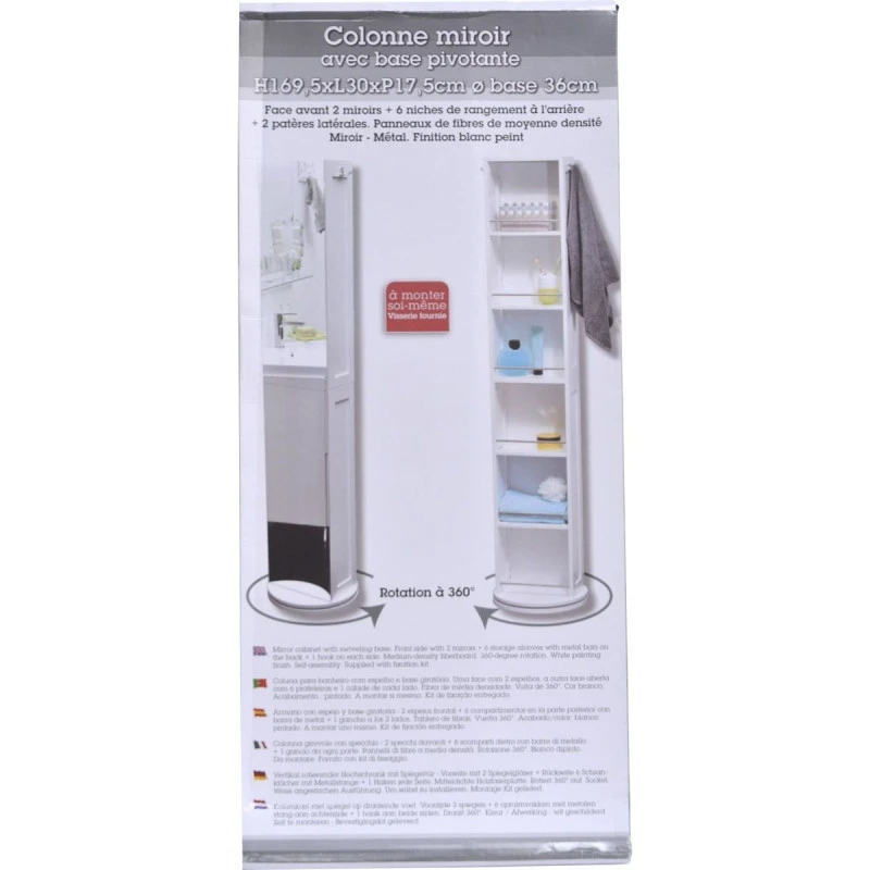 Colonne Pivotante Blanche Avec Miroir Et Niches 5 Colonne Pivotante Blanche Avec Miroir Et Niches – Image 3