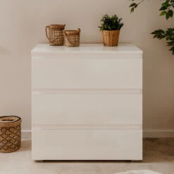 Commode 3 Tiroirs Capetown Blanc -Accueil Décoration Boutique commode 3 tiroirs capetown blanc 3