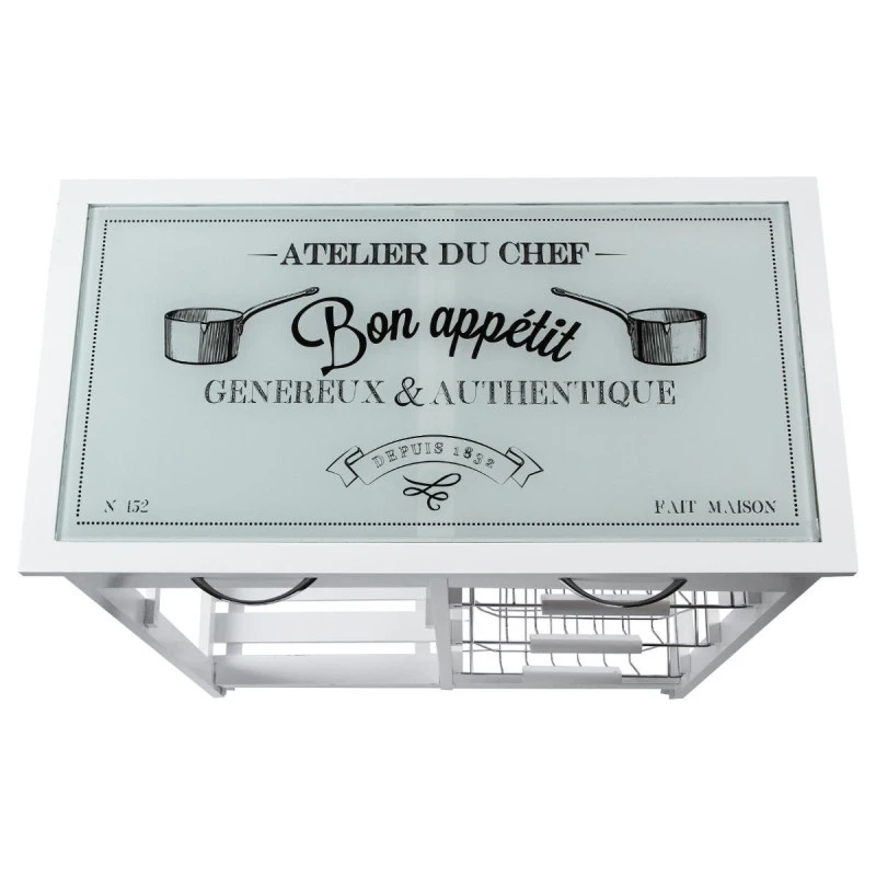 ATMOSPHERA Desserte De Cuisine Verre Blanc Modèle GUSTAF 4 ATMOSPHERA Desserte De Cuisine Verre Blanc Modèle GUSTAF – Image 2