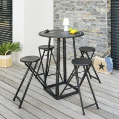 Ensemble Table Haute Et 4 Tabourets Ext Atmosphera -Accueil Décoration Boutique ensemble table haute et 4 tabourets ext atmosphera 1