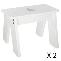 Ensemble Table + 2 Tabourets Enfant Blanc Gris Dream Atmosphera -Accueil Décoration Boutique ensemble table tabourets enfant blanc gris dream atmosphera 3