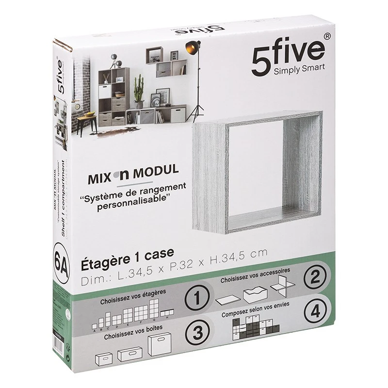 Etagère 1 Case Mix Gris 5Five 4 Etagère 1 Case Mix Gris 5Five – Image 2