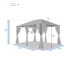 Jeu De 6 Rideaux Gris Ardoise Pour Tonnelle Santorini Et Thira -Accueil Décoration Boutique jeu de 6 rideaux gris ardoise pour la tonnelle santorini 3 x 4m 2