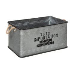 Lot De 3 Malles Métal Gris Plateau Bois Atmosphera -Accueil Décoration Boutique lot de 3 malles metal gris plateau bois atmosphera 1 2