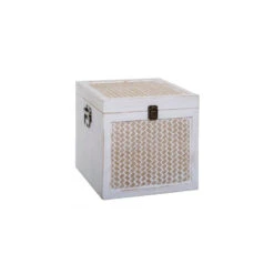 Malles Carrée Cannage Blanchi - Lot De 3 - Atmosphera -Accueil Décoration Boutique malles carree cannage blanchi lot de 3 atmosphera 2