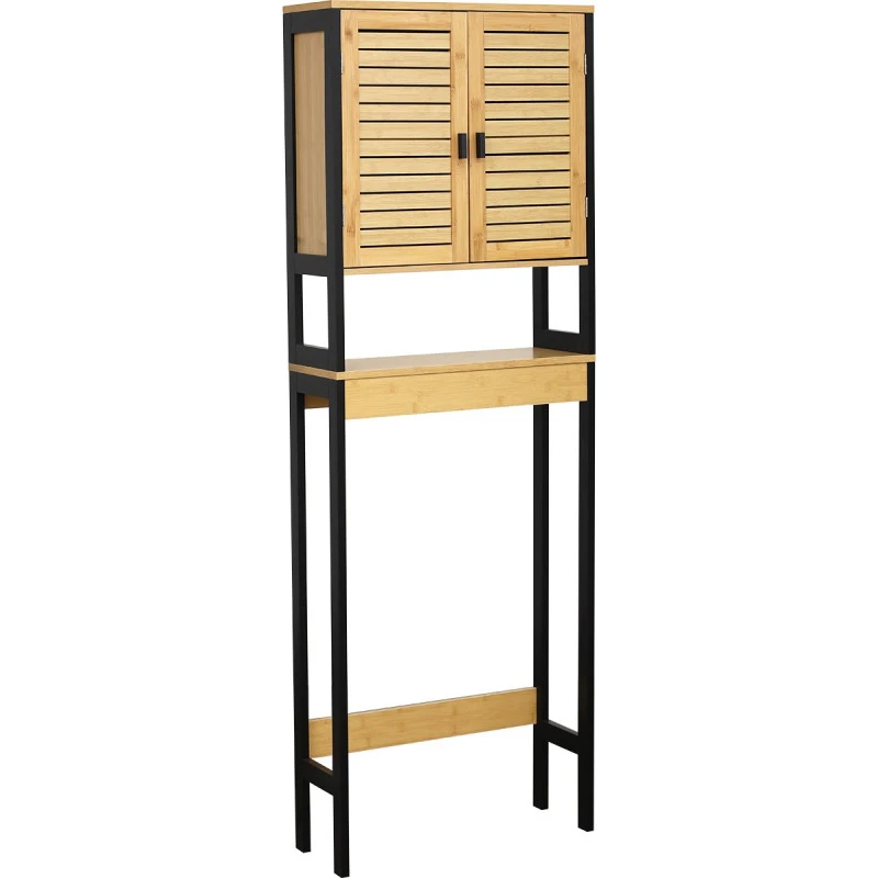 Meuble Dessus WC 2 Portes MDF Et Bambou Cebu 3 Meuble Dessus WC 2 Portes MDF Et Bambou Cebu
