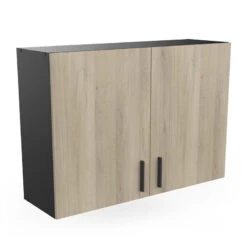 Demeyere Meuble Haut 2 Portes 100 Cm Origan Noir Et Bois