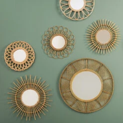 Miroir Rotin Fleur D56 Atmosphera -Accueil Décoration Boutique miroir rotin fleur d56 atmosphera 2