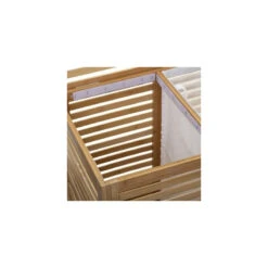 Panier à Linge Double En Bambou Sicela 5Five -Accueil Décoration Boutique panier a linge double en bambou tissu 2