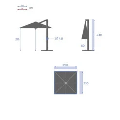 Parasol Décentré Carré Manoa Bleu Canard Hespéride -Accueil Décoration Boutique parasol decentre carre manoa bleu canard hesperide 3