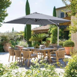 Parasol Déporté Carré Equador Ardoise Hespéride