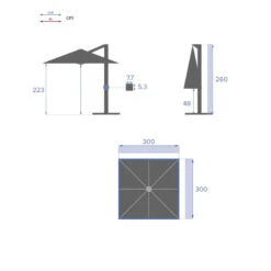 Parasol Déporté Carré Equador Ardoise Hespéride 17 Parasol Déporté Carré Equador Ardoise Hespéride -Accueil Décoration Boutique parasol deporte carre equador ardoise hesperide 1 7