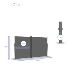 Paravent écran Double Antao Graphite Hespéride -Accueil Décoration Boutique paravent ecran double antao graphite hesperide 3