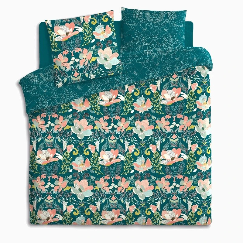 Parure De Lit Amelia Bleu Canard Et Motifs 240x220 Atmosphera 4 Parure De Lit Amelia Bleu Canard Et Motifs 240x220 Atmosphera – Image 2