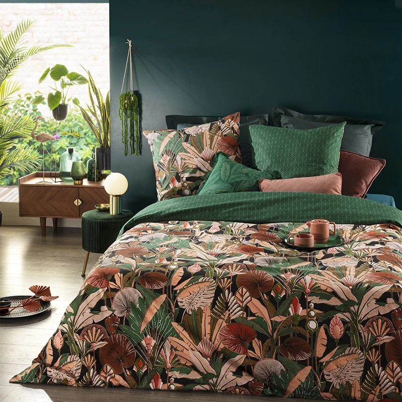 Parure De Lit Forêt Vert Et Motifs 240x220 Atmosphera 4 Parure De Lit Forêt Vert Et Motifs 240x220 Atmosphera – Image 2