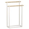 Porte Serviettes Métal Blanc 2 Barres Bambou -Accueil Décoration Boutique porte serviettes metal blanc 2 barres bambou
