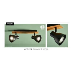 Rampe 2 Spots Atelier Métal Et Bois Ostaria -Accueil Décoration Boutique rampe 2 spots atelier metal et bois ostaria 2
