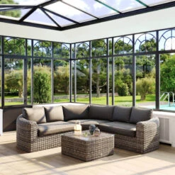 Salon Angle Moorea 5 Places Terre D'ombre Hespéride 14 Salon Angle Moorea 5 Places Terre D'ombre Hespéride -Accueil Décoration Boutique salon angle moorea 5 places terre d ombre hesperide 1 2