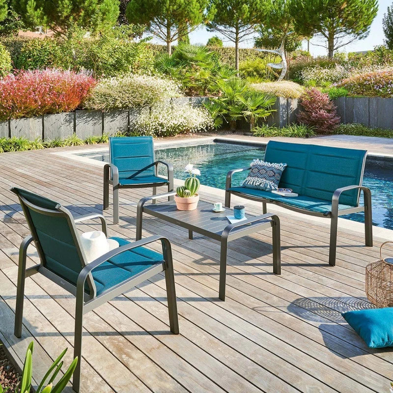 Salon De Jardin 4 Places Elyn Bleu Canard / Graphite Hespéride 3 Salon De Jardin 4 Places Elyn Bleu Canard / Graphite Hespéride