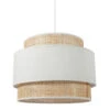 Suspension 3 Abat-jours Cannage Et Tissu Blanc Ostaria -Accueil Décoration Boutique suspension 3 abat jours cannage et tissu blanc ostaria