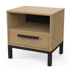 Demeyere Table De Chevet 1 Tiroir Craft Noir Et Bois