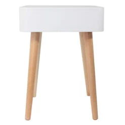 Table De Chevet Pieds Bois 1 Tiroir Blanc -Accueil Décoration Boutique table de chevet pieds bois 1 tiroir blanc 2