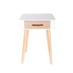 Table De Chevet Pieds Bois 1 Tiroir Blanc -Accueil Décoration Boutique table de chevet pieds bois 1 tiroir blanc 3