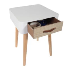 Table De Chevet Pieds Bois 1 Tiroir Blanc -Accueil Décoration Boutique table de chevet pieds bois 1 tiroir blanc 4