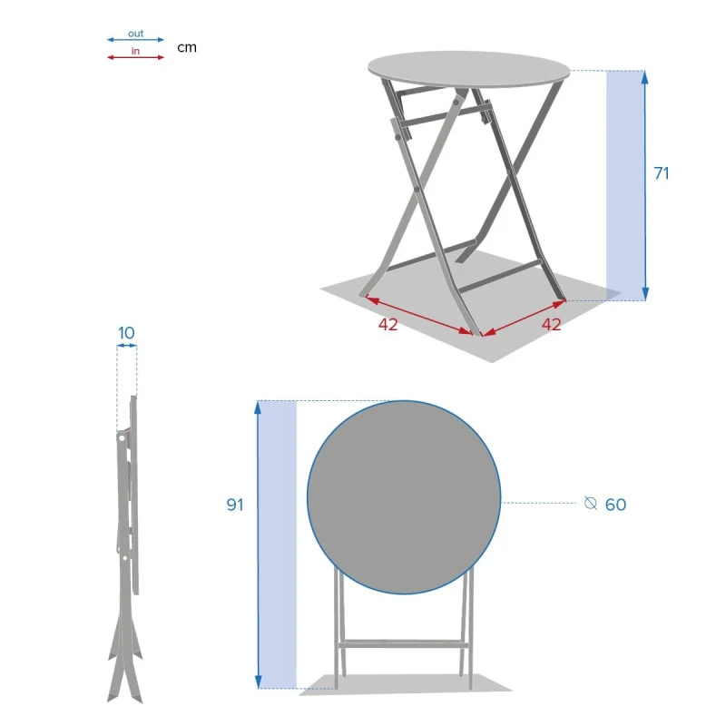 Table Ronde Pliante Greensboro 2p Bleu Pétrole Hespéride 6 Table Ronde Pliante Greensboro 2p Bleu Pétrole Hespéride – Image 4