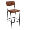 Tabouret De Bar En Cuir Marron Dario Atmosphera -Accueil Décoration Boutique tabouret bar cuir marron dario atmosphera