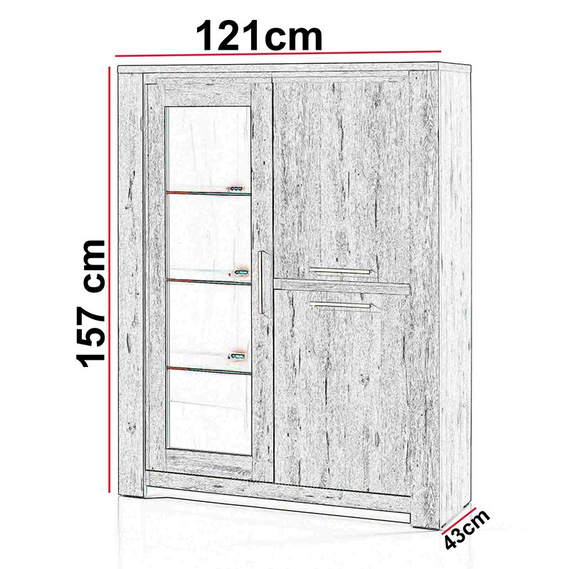Vitrine 3 Portes LED Coloris Bois Clair Warschau 6 Vitrine 3 Portes LED Coloris Bois Clair Warschau – Image 4