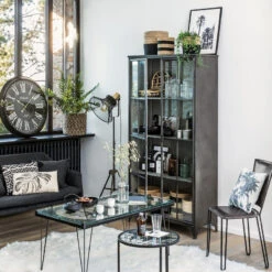 Vitrine Bibliothèque Broc Métal Noir Atmosphera -Accueil Décoration Boutique vitrine bibliotheque broc metal noir atmosphera 2